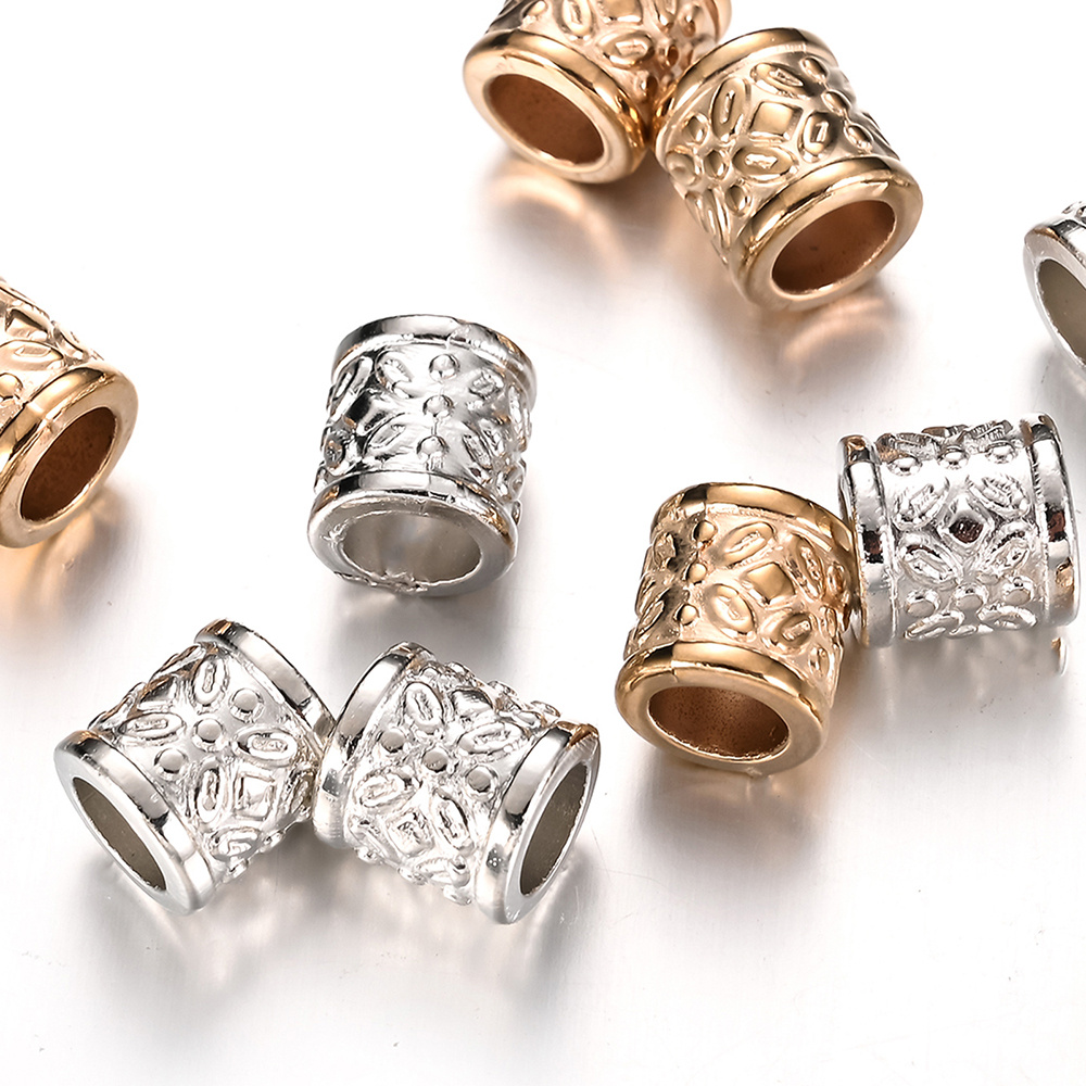 30pcs KC Golden Large Hole Flower Tube Spaced Beads for DIY